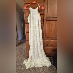 Lulu's White Lace Backless Dress